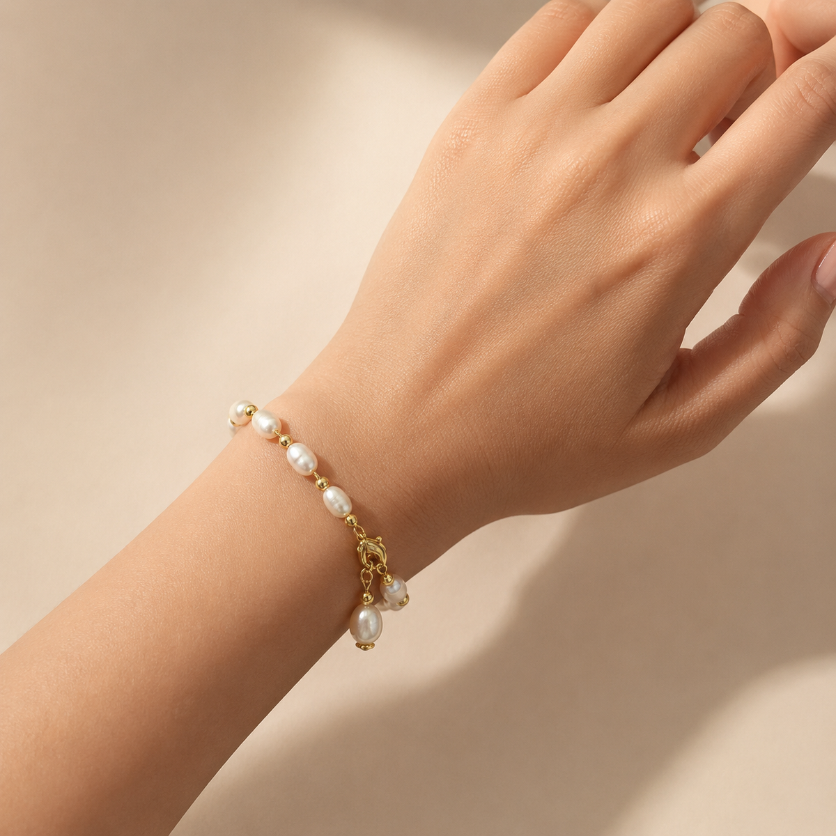 Handmade Freshwater Pearl Toggle Bracelet with Pearl Charm
