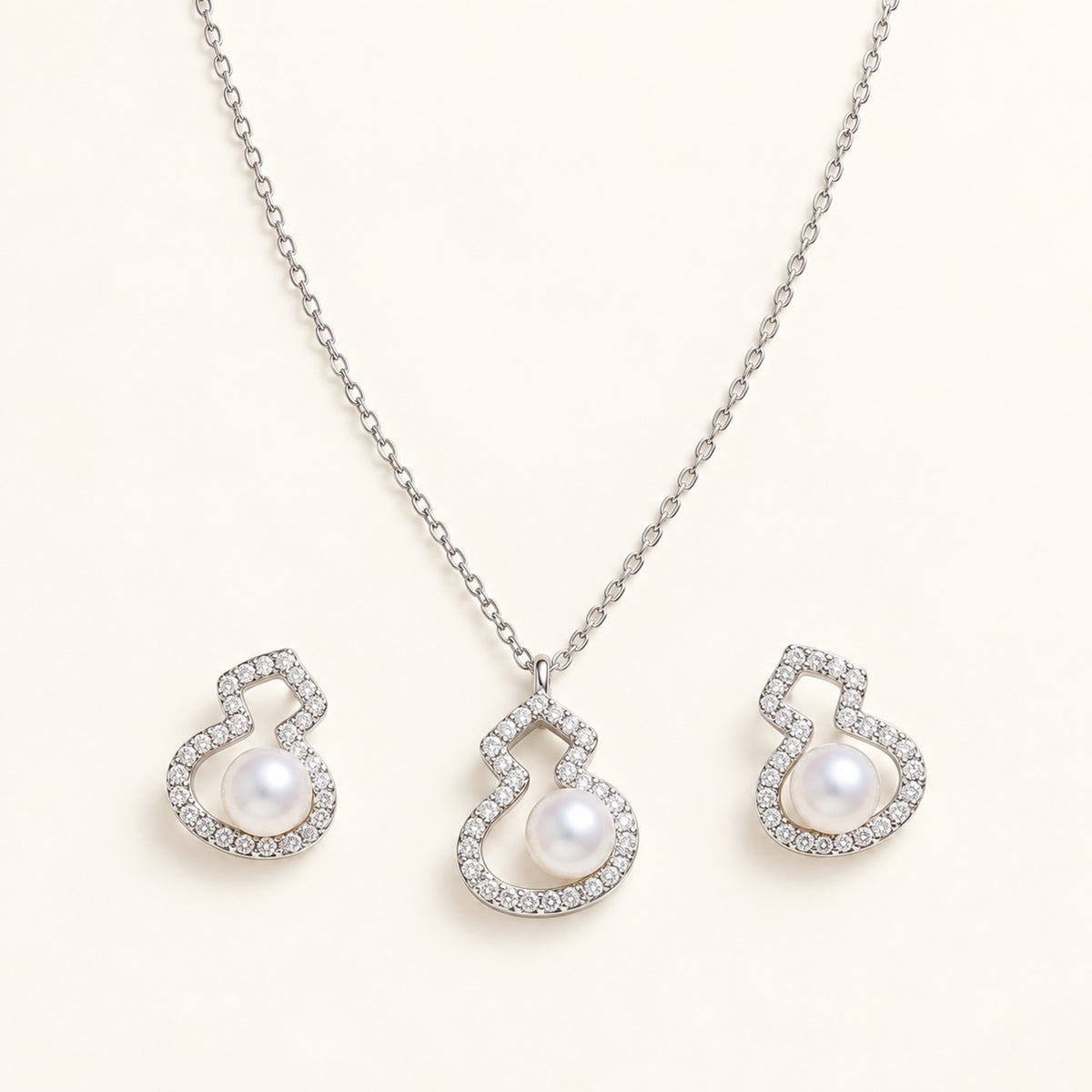 5–6mm Freshwater Pearl Sterling Silver Necklace & Earrings Set