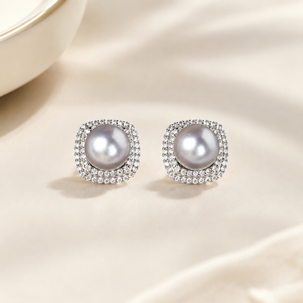 7–8mm Luminous Saltwater Pearl Stud Earrings – 925 Sterling Silver