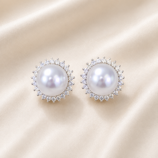 9–10mm Freshwater Pearl Stud Earrings – 925 Sterling Silver