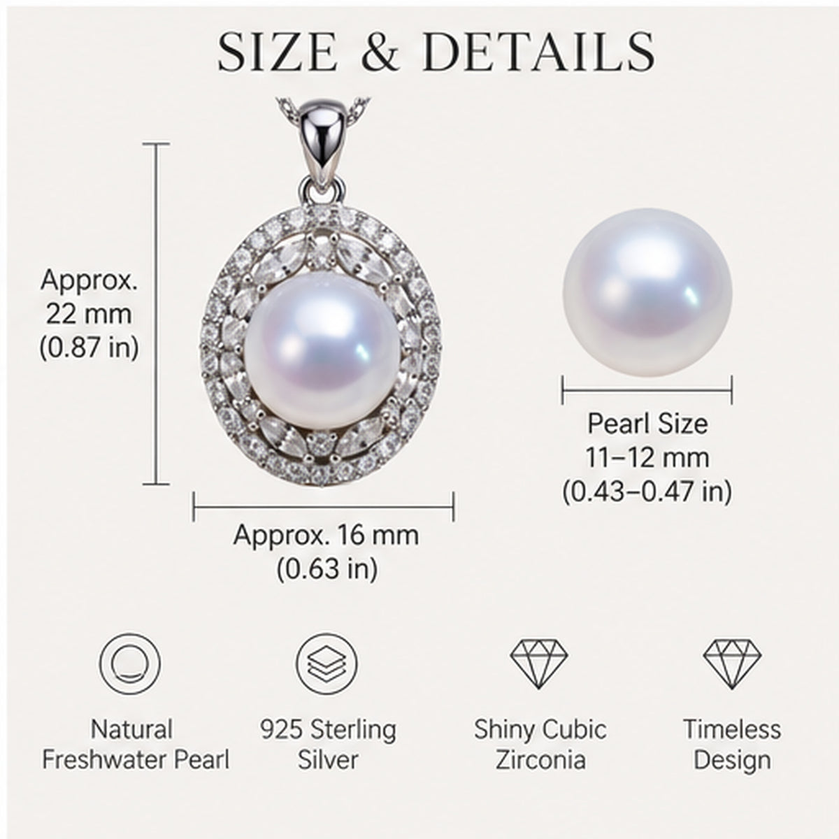 Luminous Freshwater Pearl Pendant Necklace – 925 Sterling Silver Woven Chain