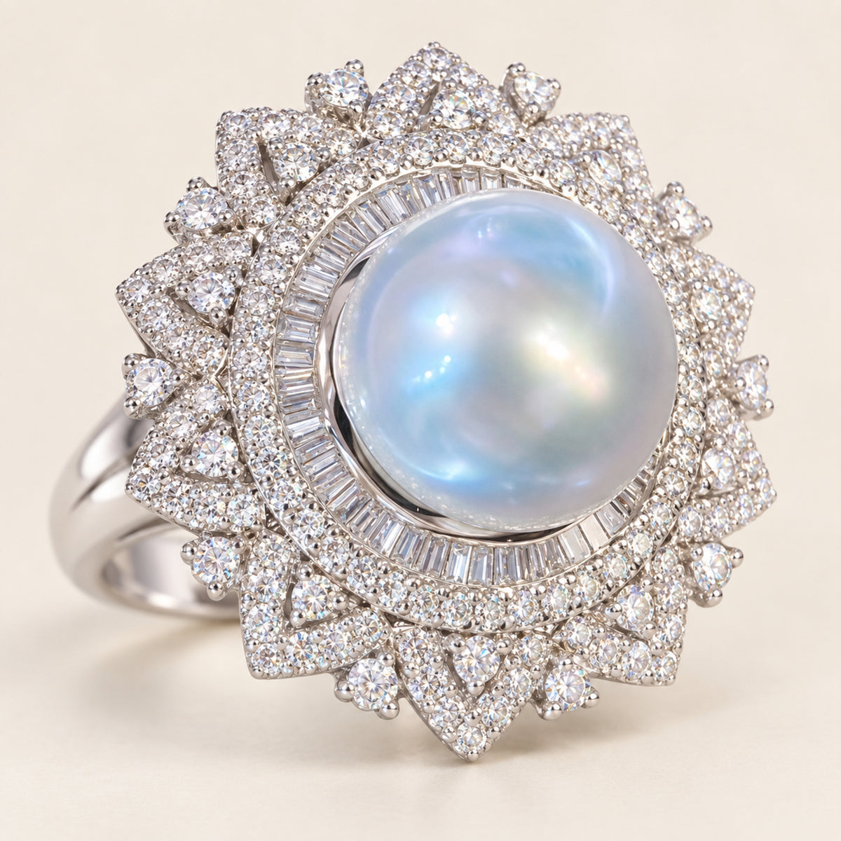 11–12mm Freshwater Pearl Starburst Ring in Sterling Silver