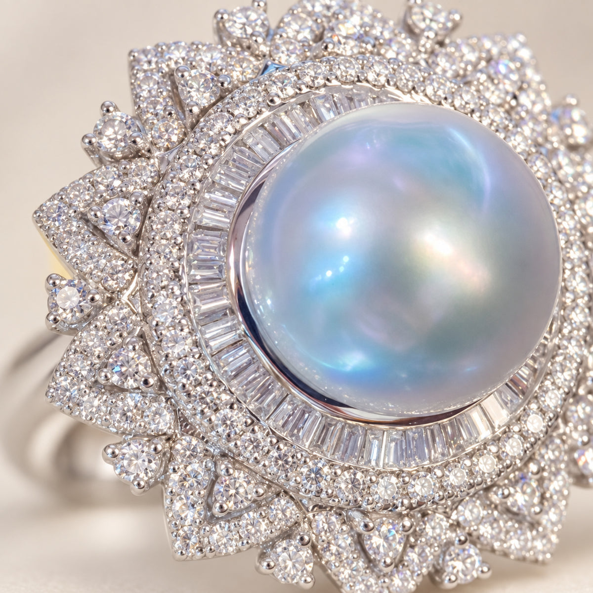 11–12mm Freshwater Pearl Starburst Ring in Sterling Silver
