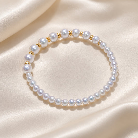 Graduated Freshwater Pearl Bracelet with Gold-Tone Accents